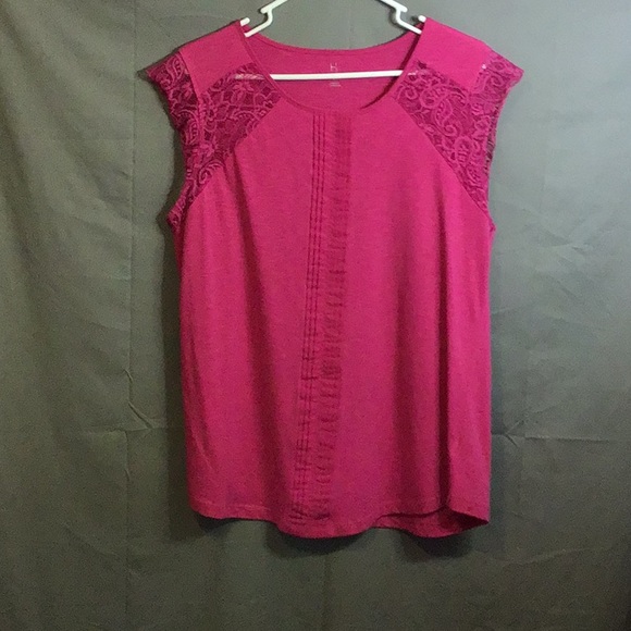 HANNAH lacey woman's top good length sz L rose - Picture 1 of 5